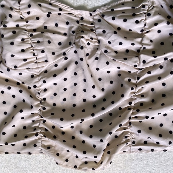 PrettyLittleThing Plus Cream Polka Dot Ruffle Puff Sleeves Crop Top Woman’s 18 - Picture 12 of 13